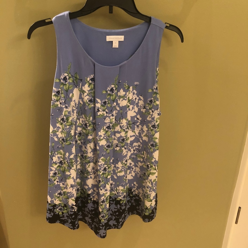 Charter Club Sleeveless Tank - Pleated Top, Size M